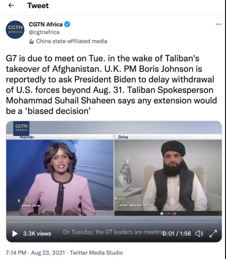 ��&nbsp;CGTN�������������������Ϸ����ɷ������෢���������Ƶ